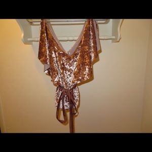 Pink Velvet Zara Ruffle tie Around top